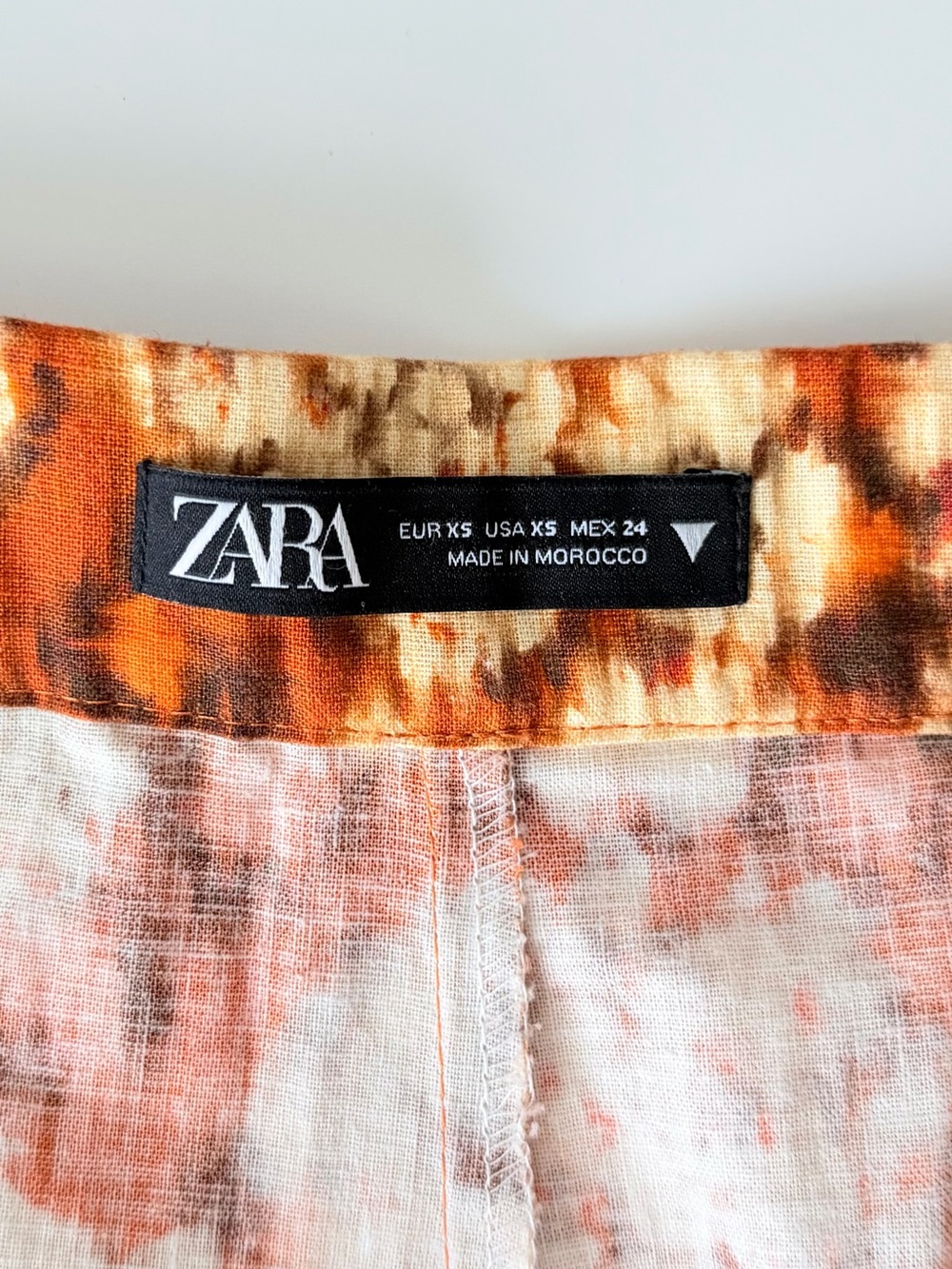 Zara Floral Ruched Crop Top & Wide Leg Pants Co-Ord Set XS/S Orange Boho Y2K - Picture 12 of 16